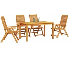 Lauko baldų komplektas Sodo valgomojo komplektas 5 pcs Ruda Kietos akacijos mediena