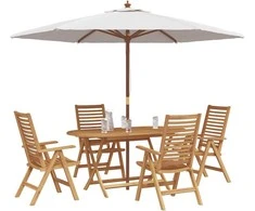 Lauko baldų komplektas Sodo valgomojo komplektas 5 pcs Ruda Kieto teka medžio