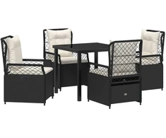 Lauko baldų komplektas Sodo valgomojo komplektas 5 pcs Juoda poliratanas