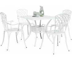 Sodo stalo komplektas 5 pcs Balta Liejamasis aliuminis