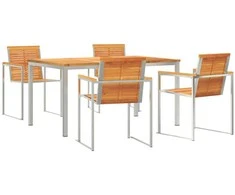 Lauko baldų komplektas Sodo valgomojo komplektas 5 pcs Ruda Kietos akacijos mediena