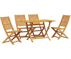 Lauko baldų komplektas Sodo valgomojo komplektas 5 pcs Ruda Kietos akacijos mediena