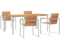 Lauko baldų komplektas Sodo valgomojo komplektas 5 pcs Ruda Kieto teka medžio