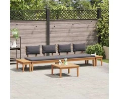 Sodo Sofų Rinkinys 5 pcs Ruda ir pilka
