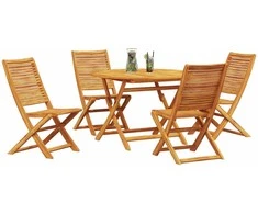 Lauko baldų komplektas Sodo valgomojo komplektas 5 pcs Ruda Kietos akacijos mediena