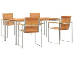 Lauko baldų komplektas Sodo valgomojo komplektas 5 pcs Ruda Kietos akacijos mediena