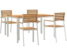 Lauko baldų komplektas Sodo valgomojo komplektas 5 pcs Ruda Kieto teka medžio