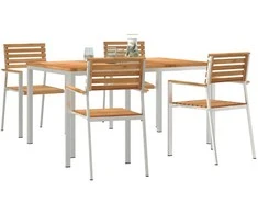 Lauko baldų komplektas Sodo valgomojo komplektas 5 pcs Ruda Kieto teka medžio