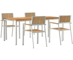 Lauko valgomojo komplektas 5 pcs Ruda Kieto teka medžio