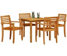 Lauko baldų komplektas Sodo valgomojo komplektas 5 pcs Ruda Kietos akacijos mediena