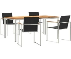 Lauko baldų komplektas Sodo valgomojo komplektas 5 pcs Ruda Kieto teka medžio