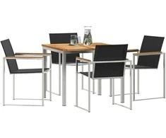 Lauko baldų komplektas Sodo valgomojo komplektas 5 pcs Ruda Kieto teka medžio