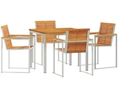 Lauko baldų komplektas Sodo valgomojo komplektas 5 pcs Ruda Kietos akacijos mediena