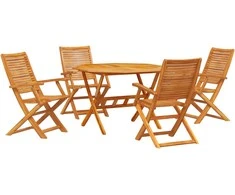 Lauko baldų komplektas Sodo valgomojo komplektas 5 pcs Ruda Kietos akacijos mediena
