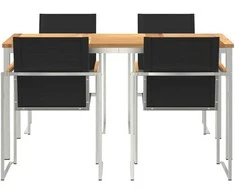 Lauko baldų komplektas Sodo valgomojo komplektas 5 pcs Ruda Kieto teka medžio