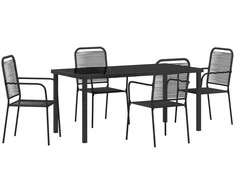 Lauko baldų komplektas Sodo valgomojo komplektas 5 pcs Juoda