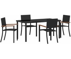 Lauko baldų komplektas Sodo valgomojo komplektas 5 pcs Juoda