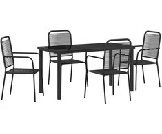 Lauko baldų komplektas Sodo valgomojo komplektas 5 pcs Juoda