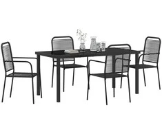 Lauko baldų komplektas Sodo valgomojo komplektas 5 pcs Juoda
