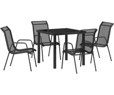 Lauko baldų komplektas Sodo valgomojo komplektas 5 pcs Juoda