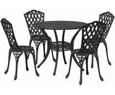 Lauko baldų komplektas Sodo valgomojo komplektas 5 pcs Juoda Aliuminis