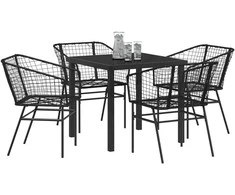 Lauko baldų komplektas Sodo valgomojo komplektas 5 pcs Juoda poliratanas