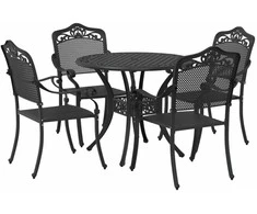 Lauko baldų komplektas Sodo valgomojo komplektas 5 pcs Juoda Aliuminis