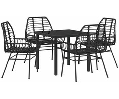 Lauko baldų komplektas Sodo valgomojo komplektas 5 pcs Juoda poliratanas