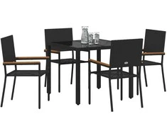 Sodo valgomojo komplektas 5 pcs Juoda poliratanas