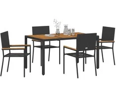 Sodo valgomojo komplektas 5 pcs Juoda poliratanas