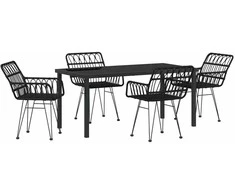 Lauko baldų komplektas Sodo valgomojo komplektas 5 pcs Juoda