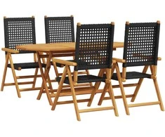 Lauko baldų komplektas Sodo valgomojo komplektas 5 pcs Juoda Kietos akacijos mediena