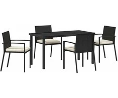 Lauko baldų komplektas Sodo valgomojo komplektas 5 pcs Juoda
