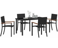 Lauko baldų komplektas Sodo valgomojo komplektas 5 pcs Juoda
