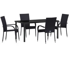 Lauko baldų komplektas Sodo valgomojo komplektas 5 pcs Juoda