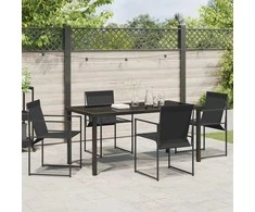 Lauko baldų komplektas Sodo valgomojo komplektas 5 pcs Juoda Textilene ir plienas