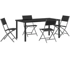 Lauko baldų komplektas Sodo valgomojo komplektas 5 pcs Juoda