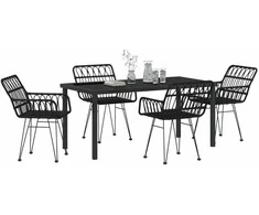 Lauko baldų komplektas Sodo valgomojo komplektas 5 pcs Juoda