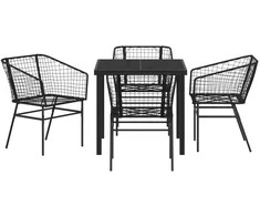 Lauko baldų komplektas Sodo valgomojo komplektas 5 pcs Juoda poliratanas