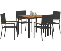 Sodo valgomojo komplektas 5 pcs Juoda poliratanas