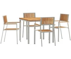 Lauko valgomojo komplektas 5 pcs Ruda Kieto teka medžio