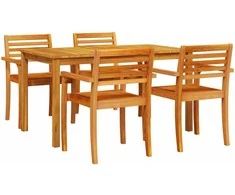 Lauko baldų komplektas Sodo valgomojo komplektas 5 pcs Ruda Kietos akacijos mediena
