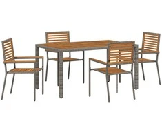 Sodo valgomojo komplektas 5 pcs Pilka ir ruda poliratanas