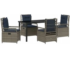 Lauko baldų komplektas Sodo valgomojo komplektas 5 pcs Pilka poliratanas