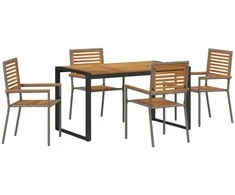 Sodo valgomojo komplektas 5 pcs Pilka ir ruda poliratanas