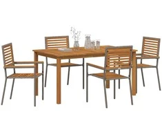 Lauko baldų komplektas Sodo valgomojo komplektas 5 pcs Pilka Kietos akacijos mediena
