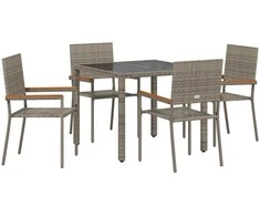 Sodo valgomojo komplektas 5 pcs Pilka poliratanas