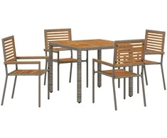 Sodo valgomojo komplektas 5 pcs Pilka ir ruda poliratanas