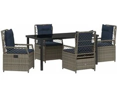 Lauko baldų komplektas Sodo valgomojo komplektas 5 pcs Pilka poliratanas