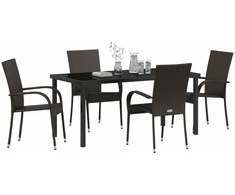 Lauko baldų komplektas Sodo valgomojo komplektas 5 pcs Ruda